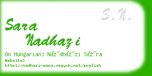 sara nadhazi business card